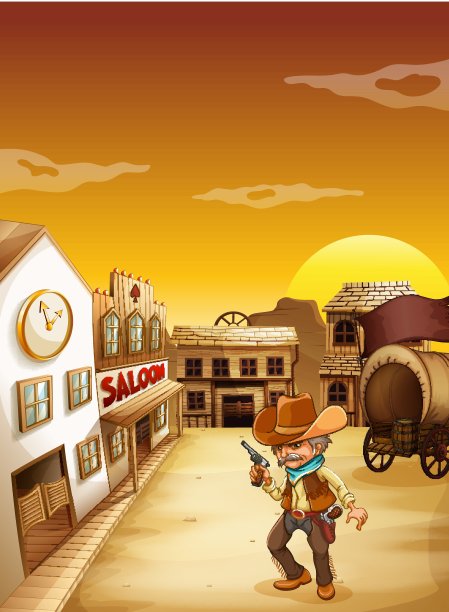 一个老牛仔在酒吧外拿着枪图片下载