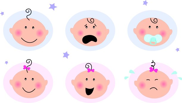 男婴和女婴的图标:面部表情图片下载