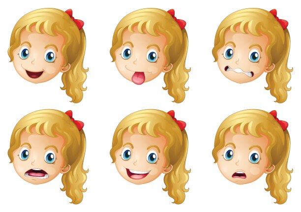 女孩的脸上有各种表情图片下载