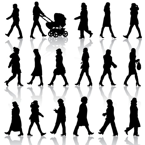 白色背景上美丽女人的黑色剪影。Vecto图片下载