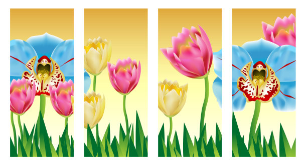 粉蓝黄花景观图片下载