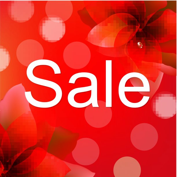 带花的红色促销海报图片下载