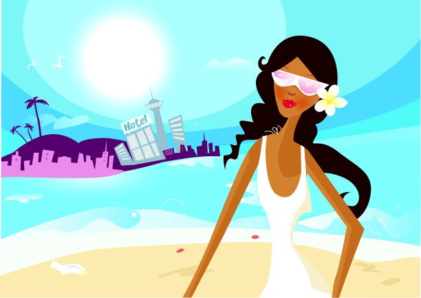 炎热的夏日女孩在度假图片下载