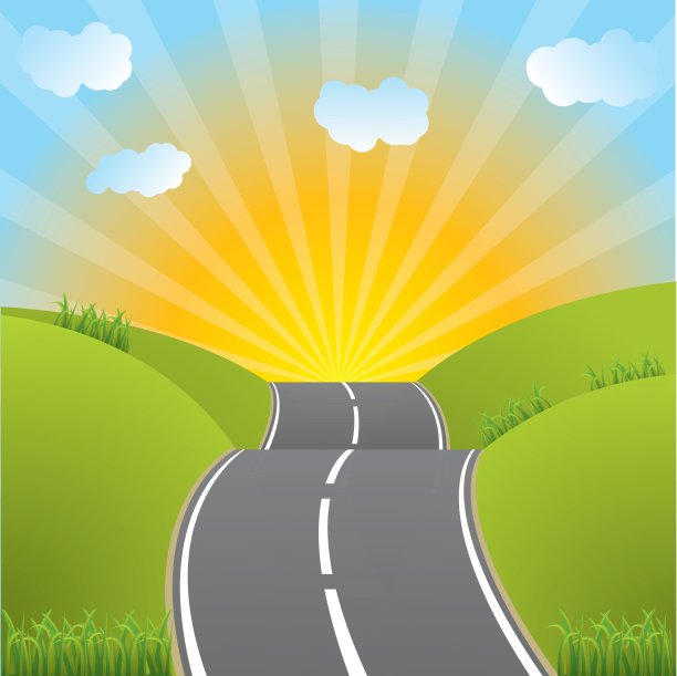 通往日落的道路图片下载