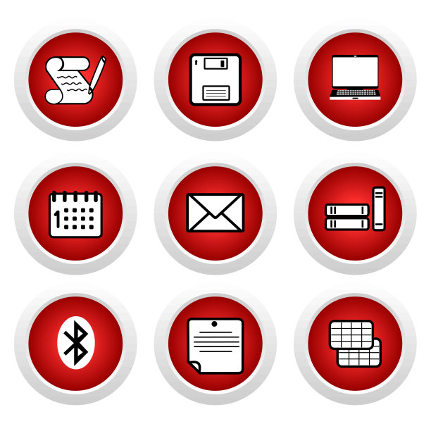 红色按钮与图标9图片下载