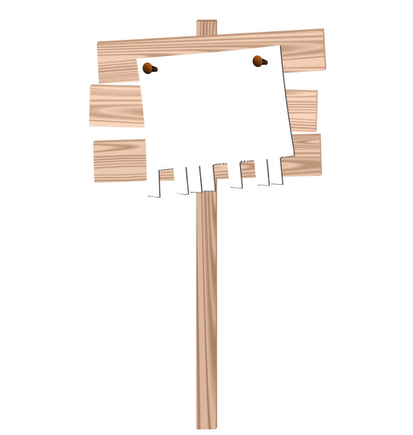 插图一个木制广告牌与封闭的钉子纯图片下载