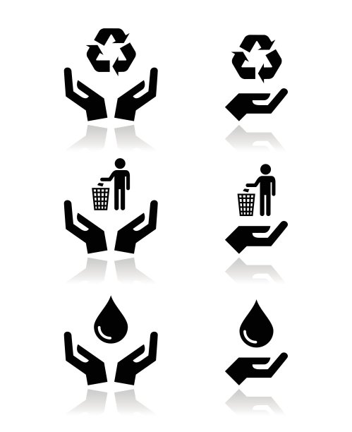 手用绿色，生态标志集图标图片下载