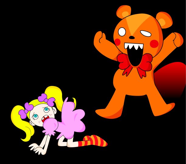 女孩和恐怖泰迪熊图片下载