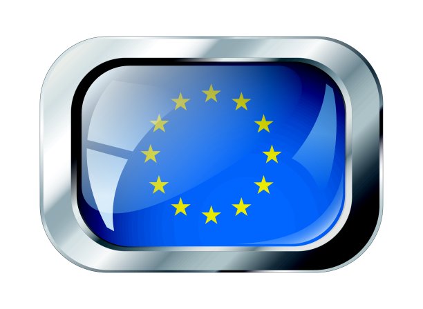 欧盟发光按钮旗帜矢量插图。孤立的腹肌图片下载