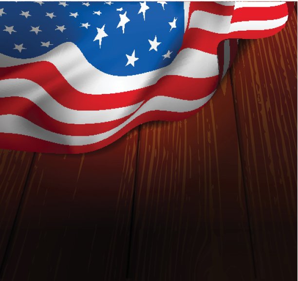 美国国旗在木地板上图片下载
