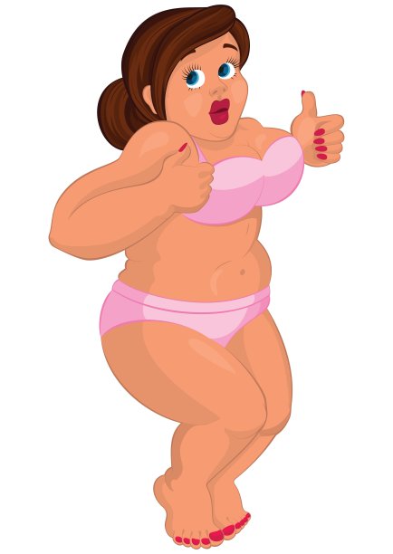 卡通年轻胖女人穿着粉红色内衣跳图片下载