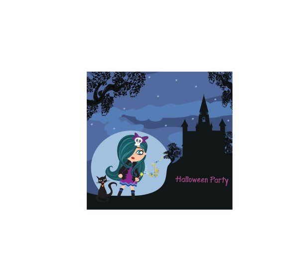 万圣节邀请美丽的女巫和令人毛骨悚然的城堡图片下载