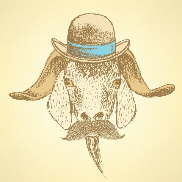 素描可爱的山羊在时髦的风格图片下载