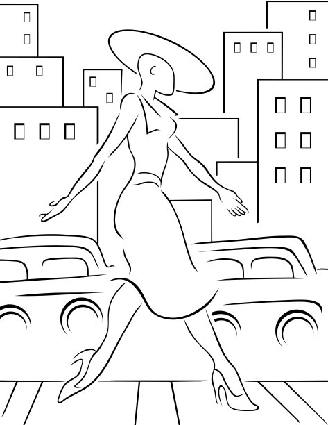 女人穿越街道图片下载