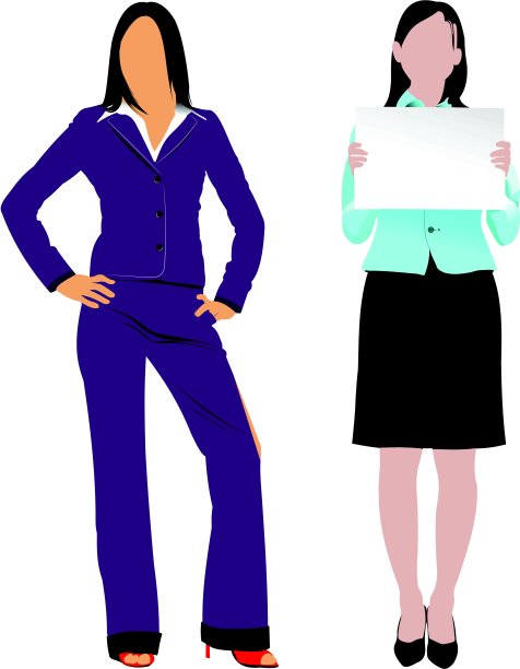 两个女人剪影。矢量图图片下载