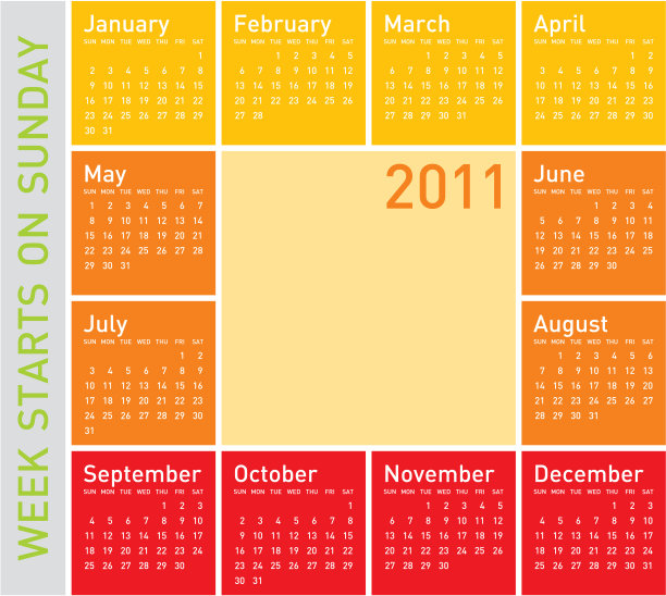 五彩缤纷的2011年日历图片下载