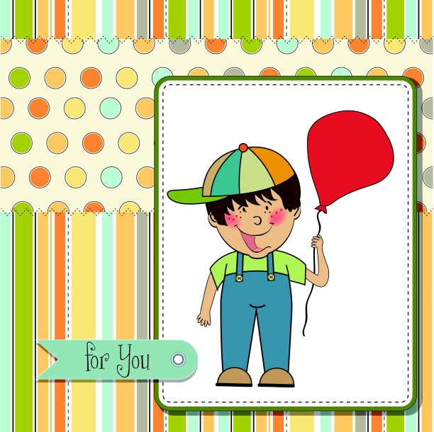 生日贺卡和小男孩图片下载
