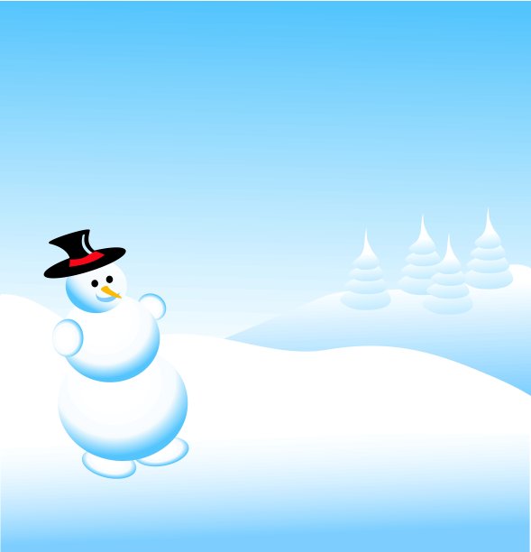 一个有雪人的天蓝色圣诞场景图片下载