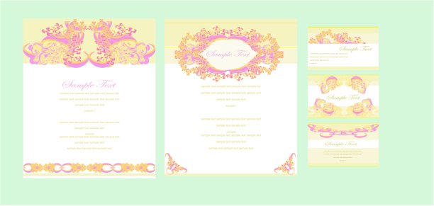 粉色商务花卡片套装图片下载