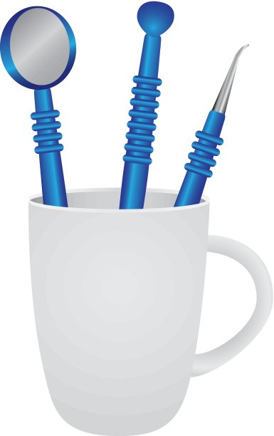 带有固定牙科器械的杯子图片下载