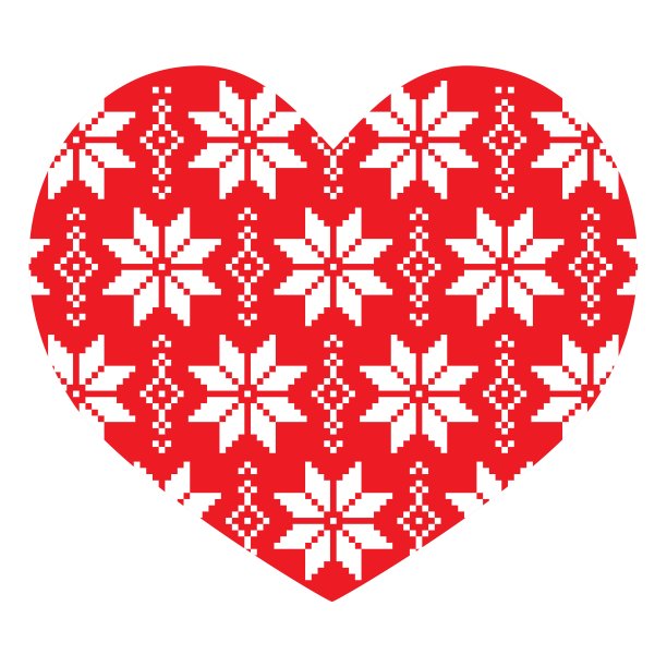 北欧，冬季红色心形图案图片下载