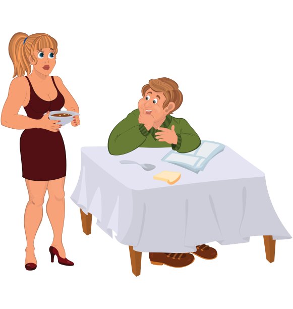 快乐的卡通男人和他的妻子图片下载