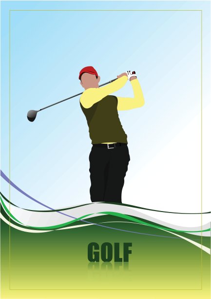 高尔夫球员的海报。矢量图图片下载