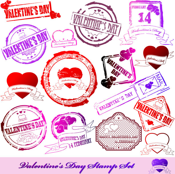 矢量版情人节邮票图片下载