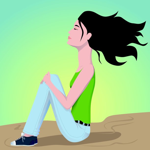 女孩坐在地上图片下载