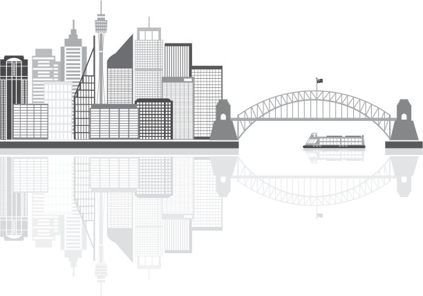 悉尼澳大利亚地平线灰度插图图片下载