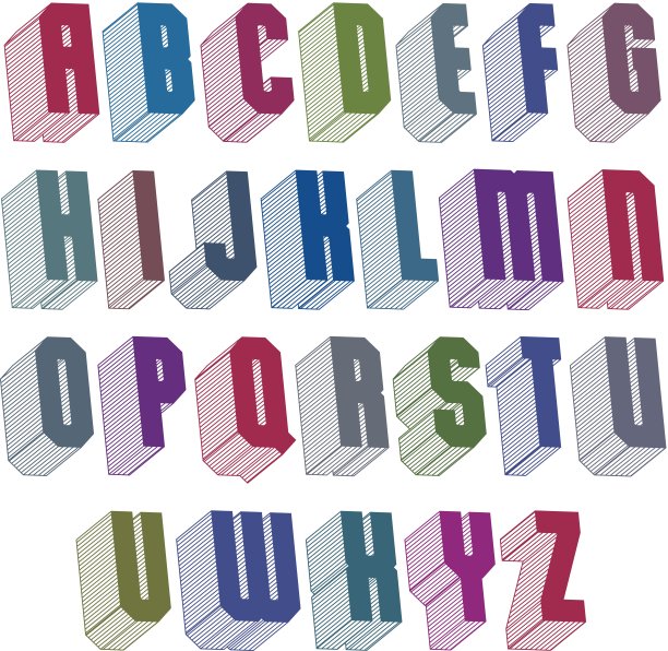 3d字体样式好，形状简单的几何字母字母图片下载