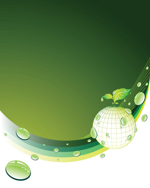 绿色的地球仪和雨滴图片下载