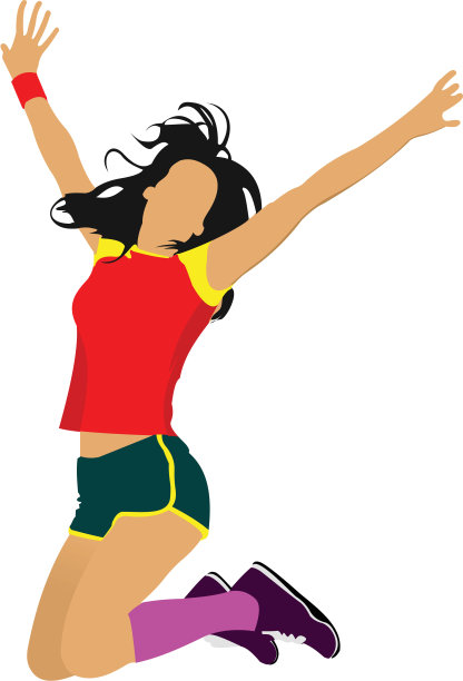 跳的女孩。彩色的矢量图图片下载