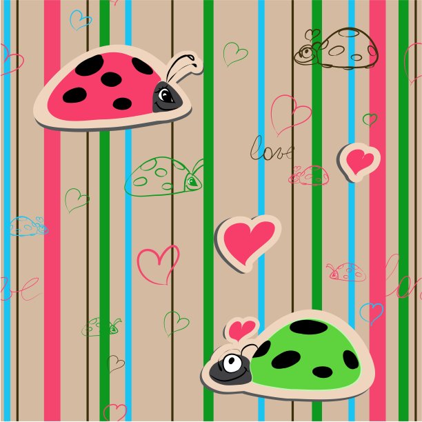 矢量无缝壁纸与瓢虫图片下载