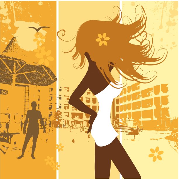 暑假，美女在沙滩上图片下载