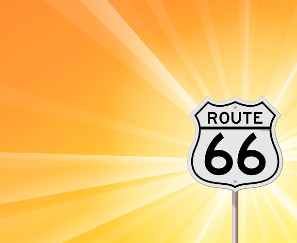 66号公路标志和阳光图片下载