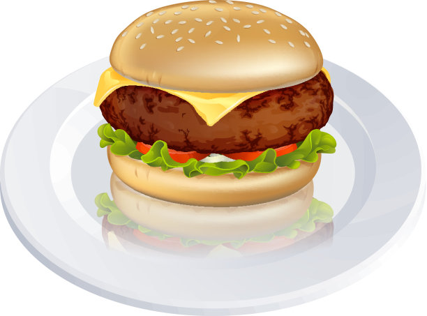 牛肉汉堡或芝士汉堡的插图图片下载