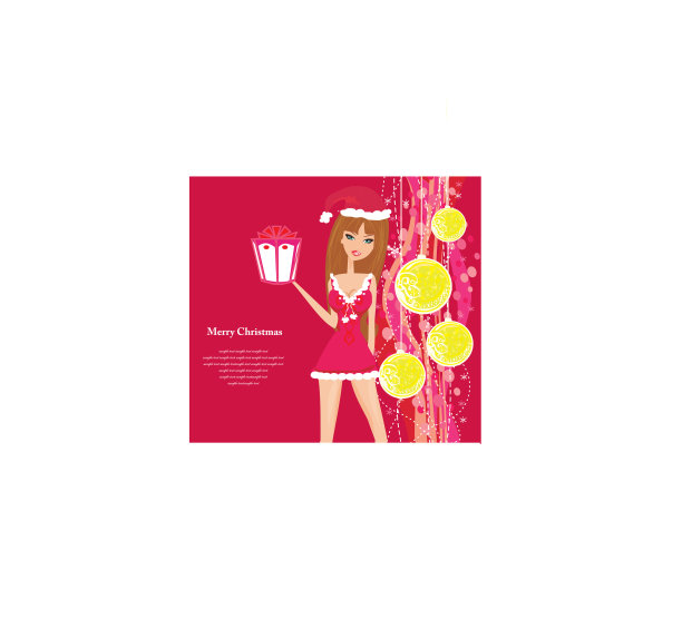 漂亮的海报女郎，穿着圣诞节服装图片下载