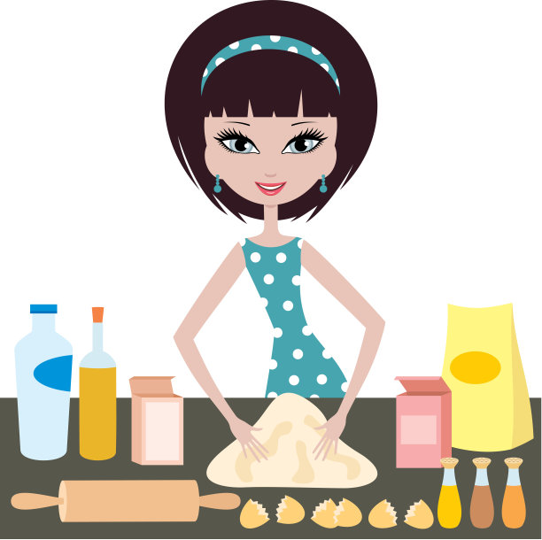 年轻女子准备面团图片下载