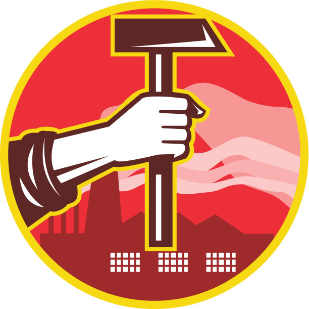 手握锤子工厂复古图片下载