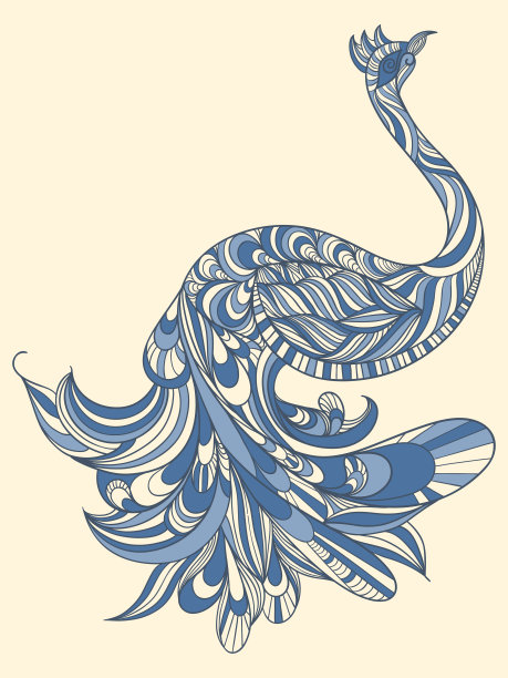 矢量孔雀与详细的尾巴图片下载