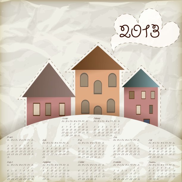 矢量复古背景与旧房子，为您的文本图片下载