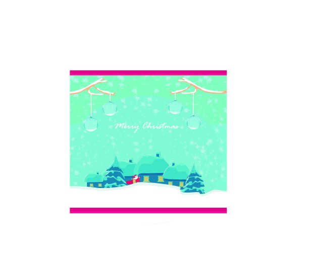 圣诞老人和冬季风景的新年贺卡图片下载