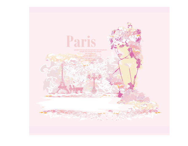 美丽的女人在巴黎购物-向量卡图片下载