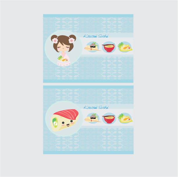 可爱的寿司卡通插图-向量卡图片下载