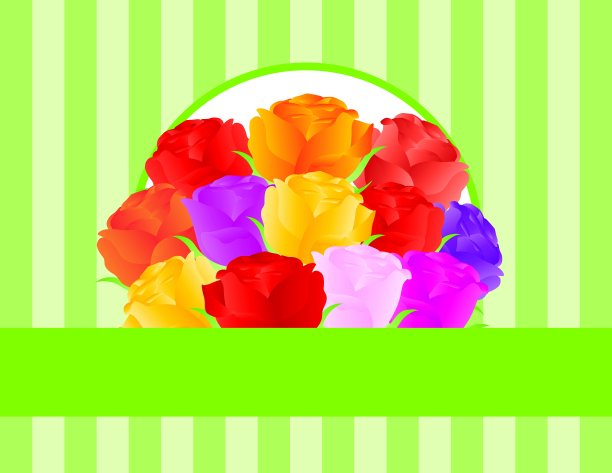 彩色玫瑰贺卡插图图片下载