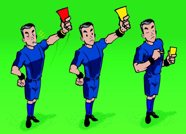 裁判出示红牌、黄牌并在牌上签名图片下载