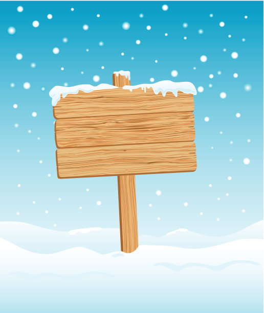 空白木标志在雪插图图片下载