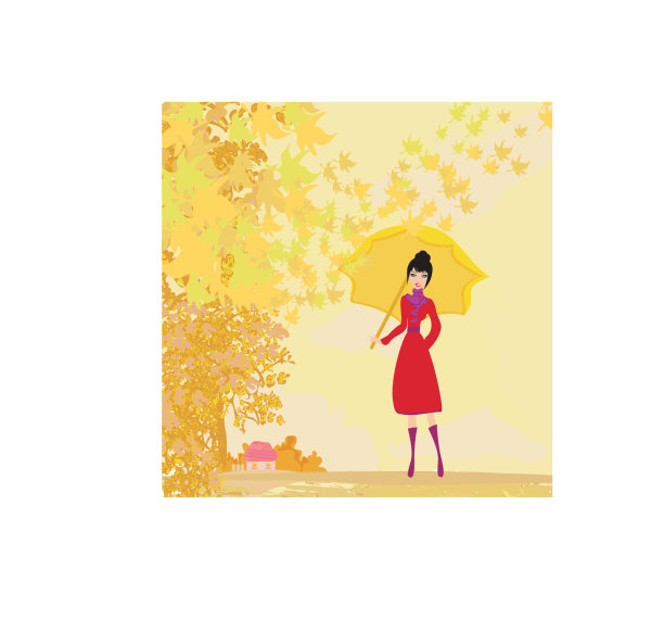 带伞的时髦女人图片下载