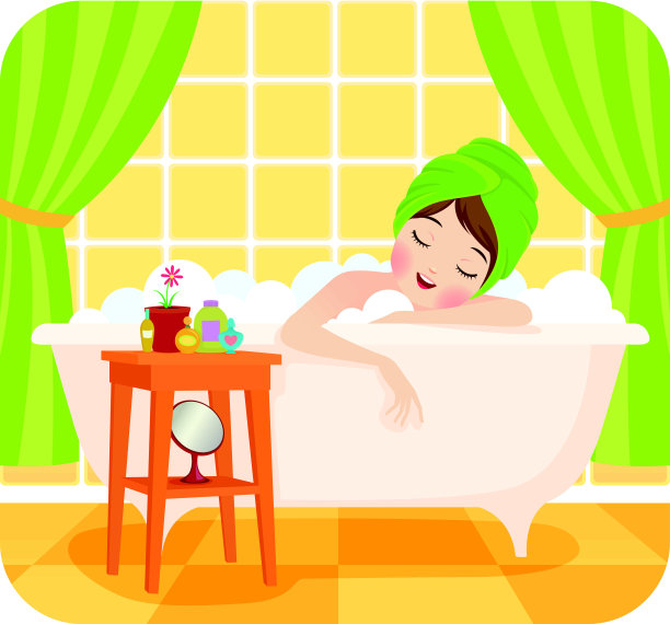 女孩在浴室里尽情享受图片下载